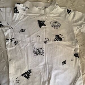 White Graphic T-Shirt with Black Print